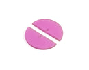 2 Fluorescent Purple Half Circle Charms, Transparent, Half Round Discs, Acrylic, 30 x 15mm