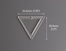 2 Clear Acrylic Triangle Pendants, Transparent Glass Colored, Epoxy Resin Setting, Jewelry Supply Charms, 1 Hole, 34.5 x 30.5mm