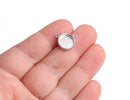 4 Round Bezel Cup Links in Silver Plated, 2 Loop Holes, Deep Base Tray for Glue In Flatbacks, Small Connectors, Fits 10mm Cabs