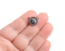4 Round Bezel Cup Links in Black Gunmetal, Bezel Setting Connector, Necklace Pendant Tray with 2 Holes, Fits 10mm
