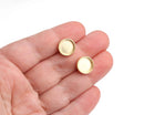 4 Gold Plated Bezel Stud Earring Settings, Deep Base Tray with Round Cup, Tiny Ear Stud with Post, Fits 10mm