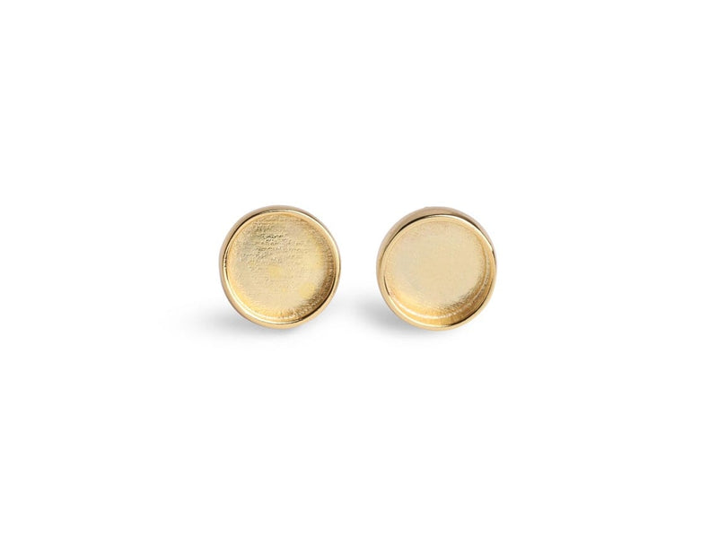 4 Gold Plated Bezel Stud Earring Settings, Deep Base Tray with Round Cup, Tiny Ear Stud with Post, Fits 10mm