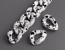 1ft Matte White Acrylic Chain with Black Splatter, 28mm, Spray Painted, Large Size