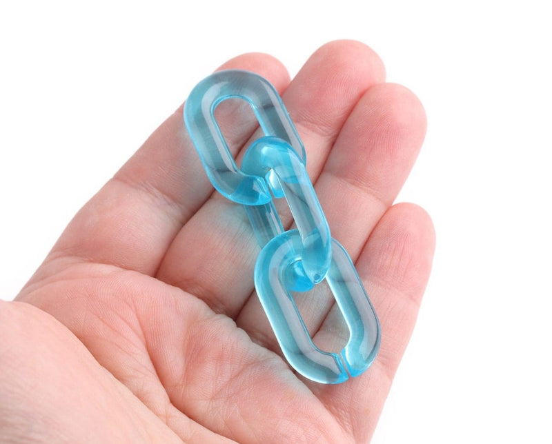 1ft Ice Blue Acrylic Chain Links, 31mm, Transparent, Oval Cable Connectors