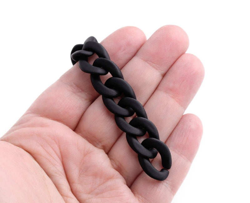 1ft Small Matte Black Acrylic Chain Links, 18.5mm, For Women's Curb Bracelets