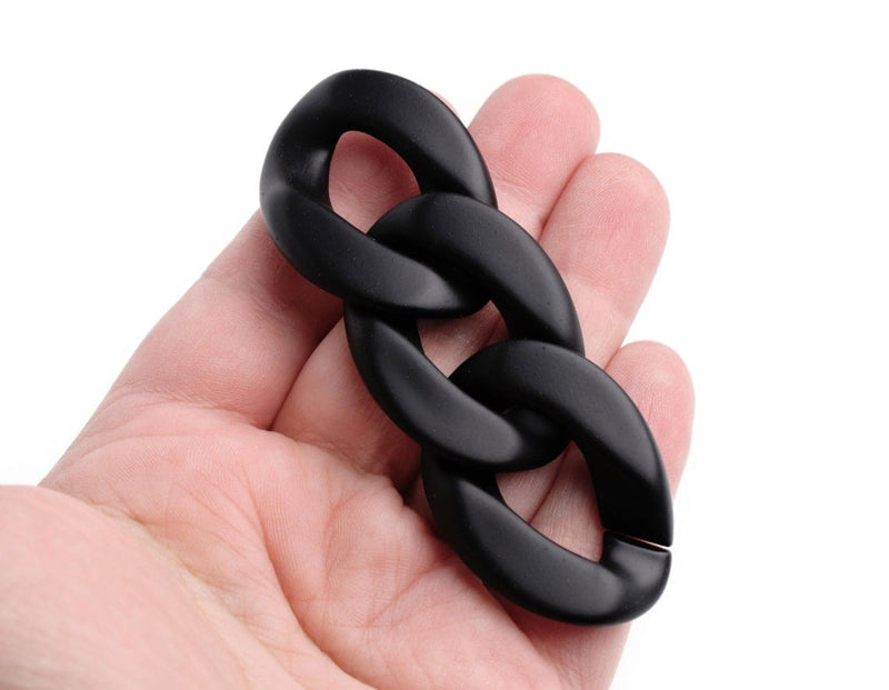 1ft Large Matte Black Chain Links, 39mm, Thick and Chunky Curb Twists, For Purse Chain
