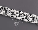 1ft Matte White Acrylic Chain with Black Splatter, 28mm, Spray Painted, Large Size