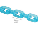 1ft Ice Blue Acrylic Chain Links, 31mm, Transparent, Oval Cable Connectors