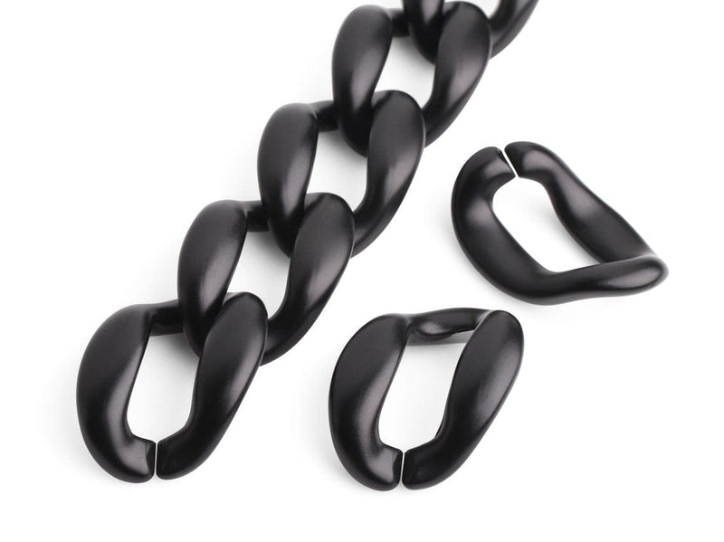 1ft Matte Metallic Black Acrylic Chain Links, 38mm, Chunky and Extra Large, For Purses