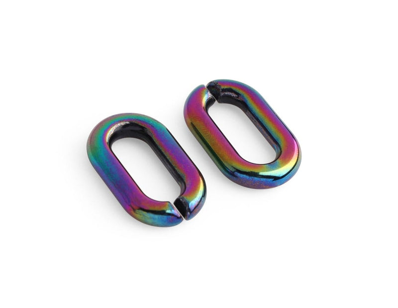 1ft Midnight Opal Acrylic Chain Links, 31mm, Iridescent Oil Slick, For Jewelry