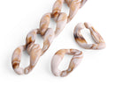 1ft Cafe Latte Acrylic Chain Links, 38mm, White Beige Brown, Raised Curb Chain