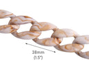 1ft Cafe Latte Acrylic Chain Links, 38mm, White Beige Brown, Raised Curb Chain
