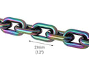 1ft Midnight Opal Acrylic Chain Links, 31mm, Iridescent Oil Slick, For Jewelry