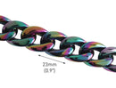 1ft Midnight Opal Acrylic Chain Links, 23mm, Iridescent Galaxy, Oil Slick Effect
