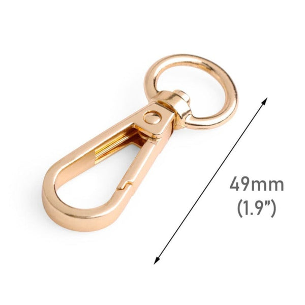 2 Gold Snap Hooks with Swivel for Bags, Metal, Large Push Gate Clips, Purse  Strap Attacher Rings, Designer Hardware, 1.9 Inch