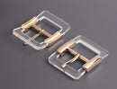 1 Large Clear Lucite Buckle with Shiny Gold Closure, Contoured, Sewing Notions for Swimsuits and Bags, 2 x 1.6"
