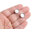 4 Silver Plated Bezel Stud Earring Settings, Deep Base Tray with Round Cup, Metal Brass, Fits 10mm