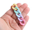 1ft Matte Pastel Chain Links, 23mm, Acrylic Twists, Mixed Colors, Kawaii Rainbow