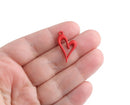 4 Matte Red Heart Outline Charms with Loop, 3D Heart Ring Pendants, Metal Alloy, 24 x 15mm