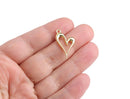 4 Gold Tone Heart Outline Charms with Loop, Heart Ring Pendants, Metal Alloy, 24 x 15mm