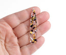4 Long Teardrop Charms in Hollywood Gala, Clear with Gold, Black and White, Metallic Confetti, Acrylic Plastic, 54.5 x 11.5mm