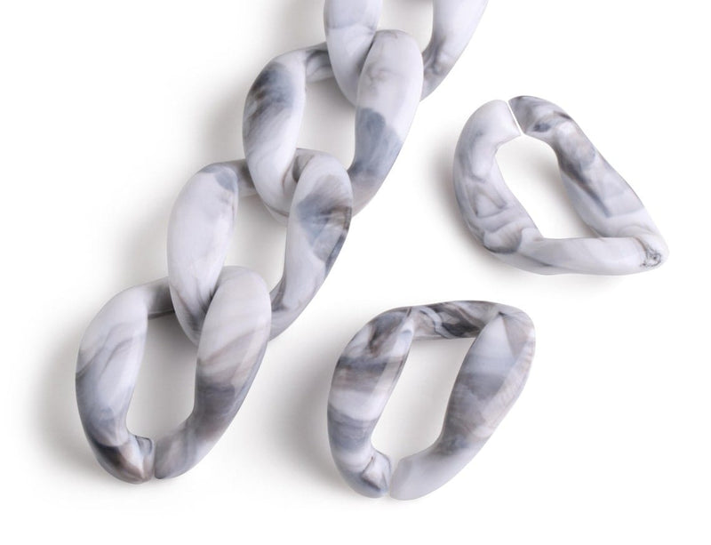 1ft Carrara Marble Acrylic Links, 52mm, Extra Large Size, Raised Curb Chain