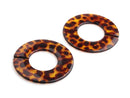 2 Round Acrylic Links in Tortoise Shell, Plastic O Ring with Split, Purse Hardware and Sewing, Acrylic, 48mm