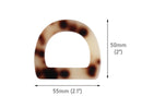 1 White Tortoise Shell D Rings, For Swimsuit Rings, Purse Making Hardware, Belt Loops, Acrylic Plastic, 55 x 50mm