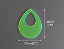 4 Neon Yellow Teardrop Pendants, Transparent Earring Drops, Open Cut Out, Acrylic, 38 x 30mm