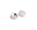 4 Silver Plated Round Bezel Cup Charms, 1 Loop Hole, Deep Setting Base Tray, Smooth Metal Brass, Fits 10mm