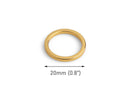 4 Round Ring Link Beads in Gold Plated, Small O Rings for Purses, Macrame and Jewelry, Flat Washer Charm, Metal Brass, 20mm