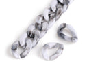1ft Cararra Marble Acrylic Chain Links, 23mm, White and Grey Marble, For Big Necklaces