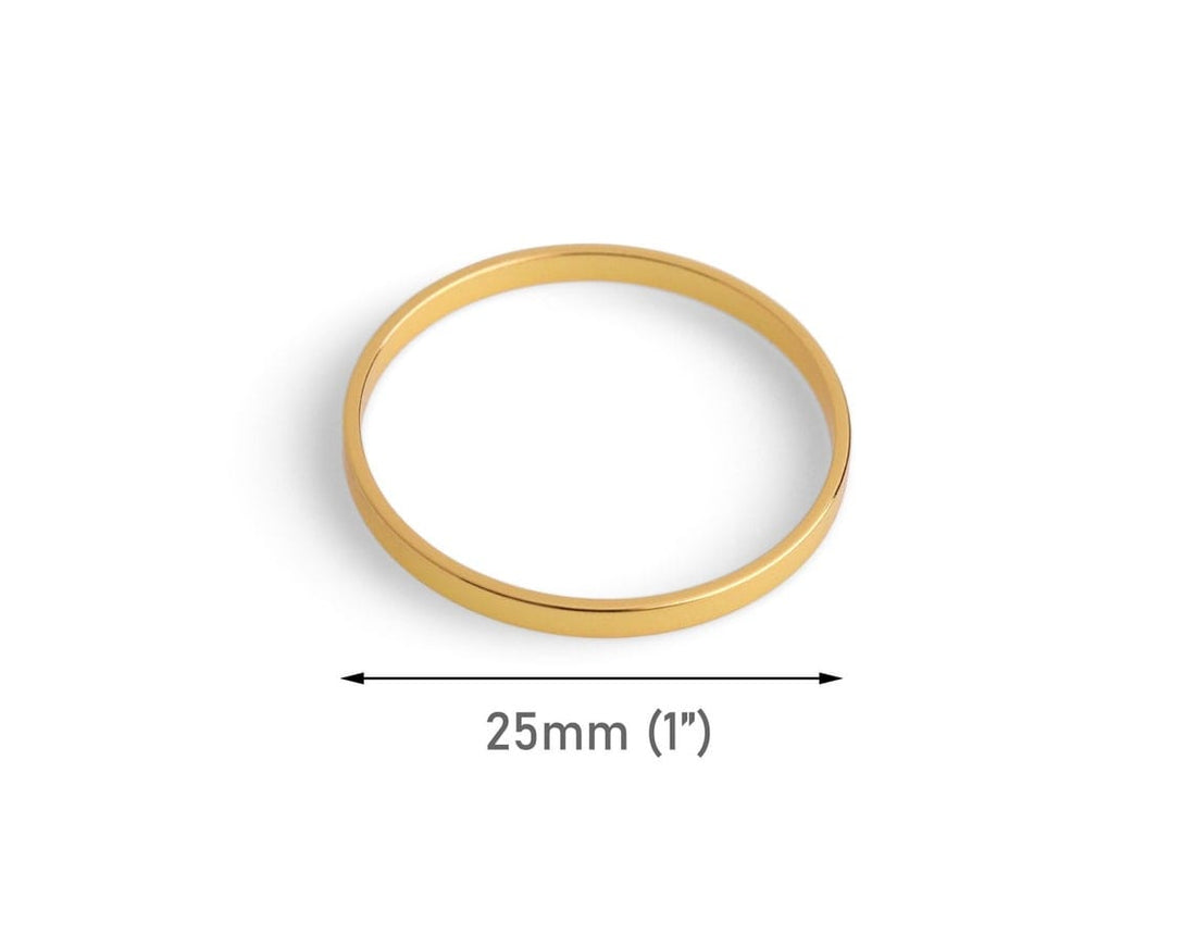 4 Gold Plated Ring Link Beads, Extra Thin Round O-Rings