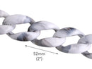 1ft Carrara Marble Acrylic Links, 52mm, Extra Large Size, Raised Curb Chain