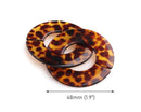 2 Round Acrylic Links in Tortoise Shell, Plastic O Ring with Split, Purse Hardware and Sewing, Acrylic, 48mm