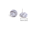 4 Carrara Marble Stud Earring Blanks with Hole, White and Grey Marble, Ear Stud Findings, Acrylic, 16mm