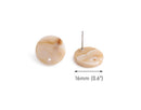 4 Light Tortoise Shell Stud Earring Blanks with Hole, White and Light Brown Marble, Colored Acrylic with Marbling, 16mm
