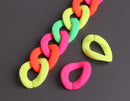 1ft Matte Neon Chain Links, 24mm, Assorted Mixed Colors, 90s Kidcore Kandicore