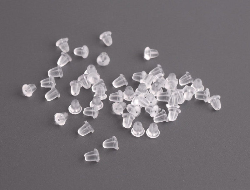 100pc Clear Silicone Plastic Comfort Clutch Earring Backs Earring Nuts 10mm  X 6mm Soft Plastic Earring Stoppers SF1537A 