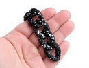 1ft Large Matte Black Chain Links in Night Sky, 28mm, Acrylic, Spray Painted with White Splatter