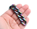 1ft Midnight Opal Acrylic Chain Links, 23mm, Iridescent Galaxy, Oil Slick Effect