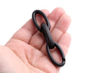 1ft Matte Metallic Black Acrylic Chain Links, 35mm, Elongated Oval, For Jewelry
