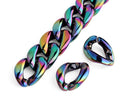 1ft Midnight Opal Acrylic Chain Links, 23mm, Iridescent Galaxy, Oil Slick Effect