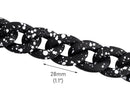 1ft Large Matte Black Chain Links in Night Sky, 28mm, Acrylic, Spray Painted with White Splatter