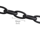 1ft Matte Metallic Black Acrylic Chain Links, 35mm, Elongated Oval, For Jewelry