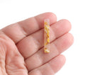 4 Thin Bar Charms in Toffee, 1 Hole, Translucent Yellow Charms, Flat Rectangle Stick Beads, Acetate, 35 x 5.25mm