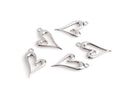 4 Silver Heart Outline Charms with Loop, Heart Ring Pendants, Metal Alloy, 24 x 15mm
