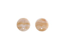 4 Light Tortoise Shell Stud Earring Blanks with Hole, White and Light Brown Marble, Colored Acrylic with Marbling, 16mm