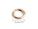 2 Gold Spring Gate Clips, Handbag Purse Strap Attacher Rings, Purse O-Rings, Round Carabiner, Zinc Alloy Metal, 1" Inch