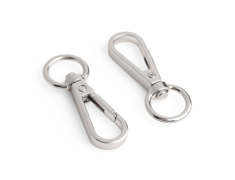 2 Silver Snap Hooks with Swivel for Bags, Metal, Purse Strap Attacher